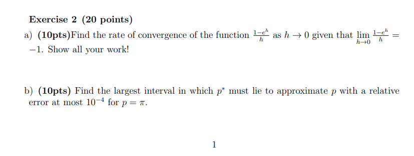 Solved Exercise 2 (20 ﻿points)a) (10pts)Find the rate of | Chegg.com