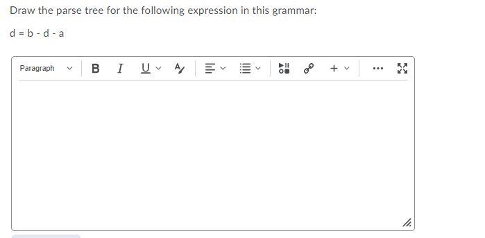 Solved Draw The Parse Tree For The Following Expression In | Chegg.com