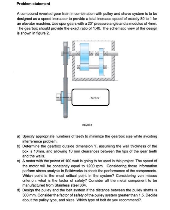 Solved Problem Statement A Compound Reverted Gear Train In | Chegg.com