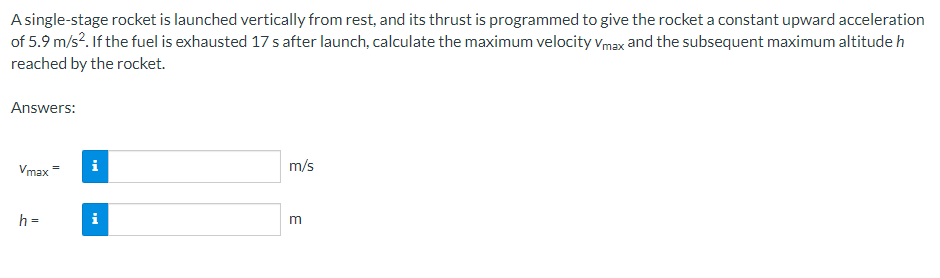 Solved A Single-stage Rocket Is Launched Vertically From | Chegg.com