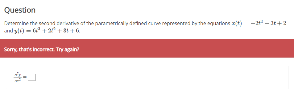 Determine the second derivative of the parametrically defined curve represented by the equations \( x(t)=-2 t^{2}-3 t+2 \) an