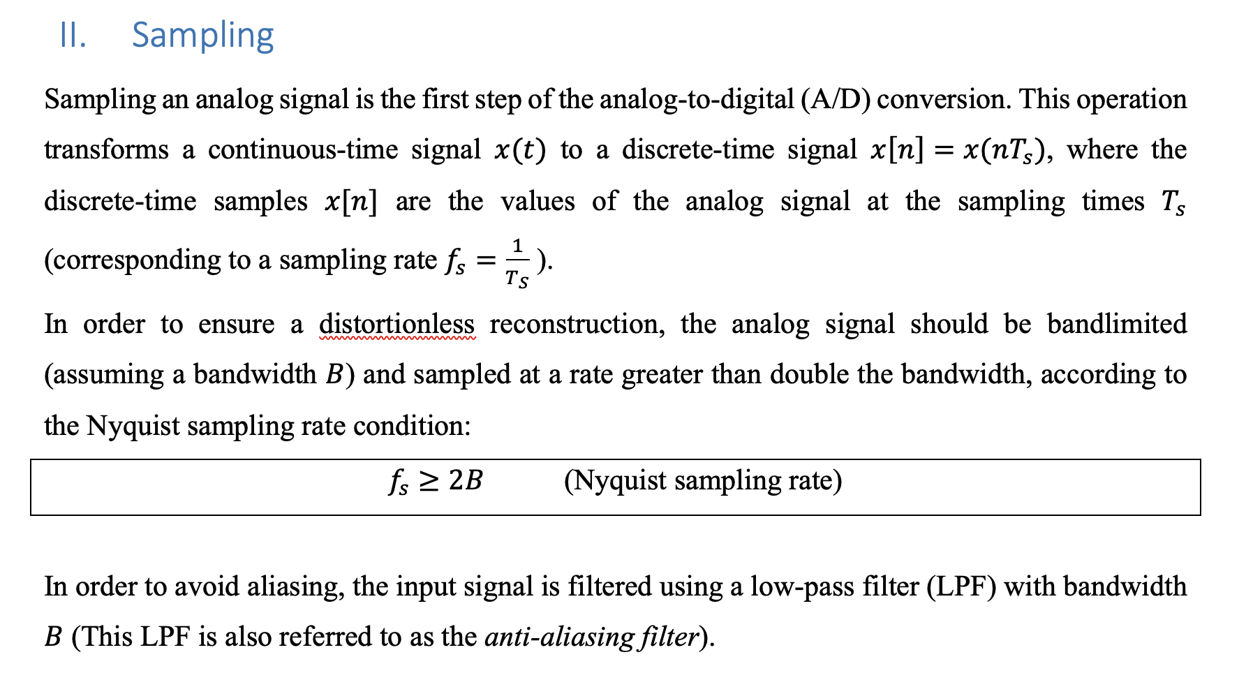 Solved II. Sampling Sampling An Analog Signal Is The First | Chegg.com