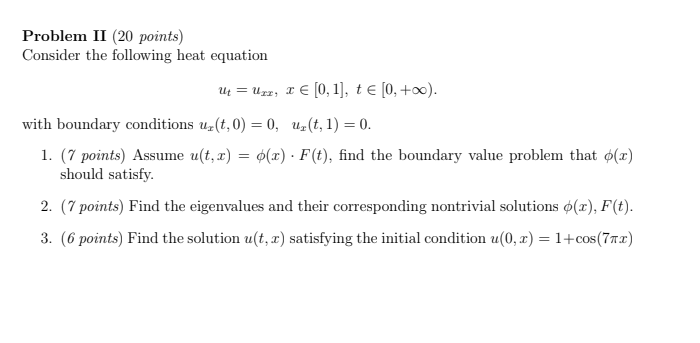 Solved Problem Ii Points Consider The Following Heat Chegg Com