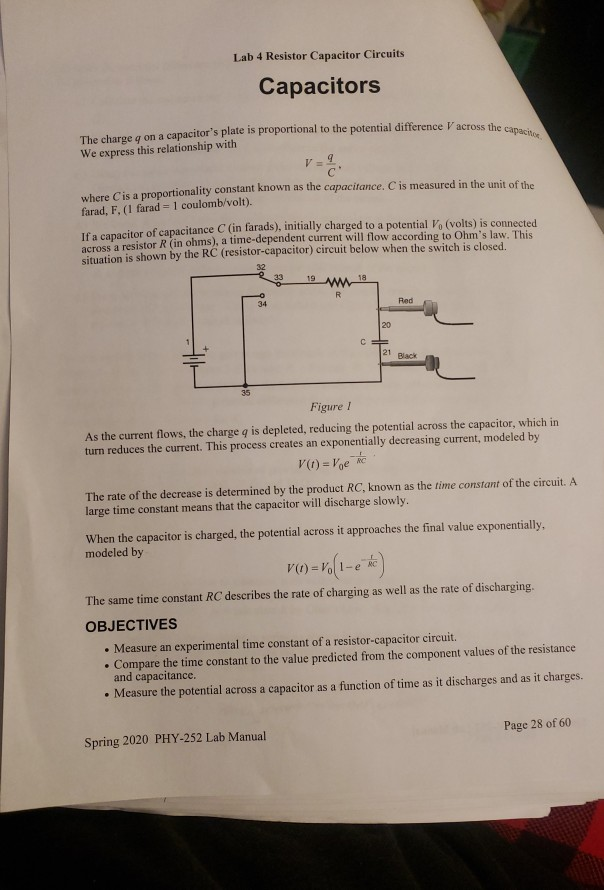 Solved Lab 4 Resistor Capacitor Circuits Capacitors toss the | Chegg.com