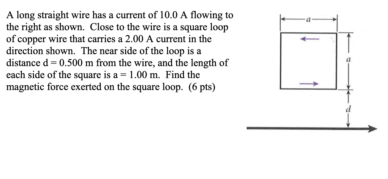 Solved A long straight wire has a current of 10.0 A flowing | Chegg.com