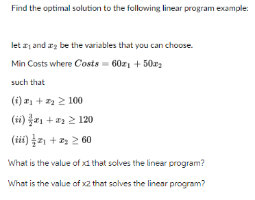 Solved Find the optimal solution to the following linear | Chegg.com