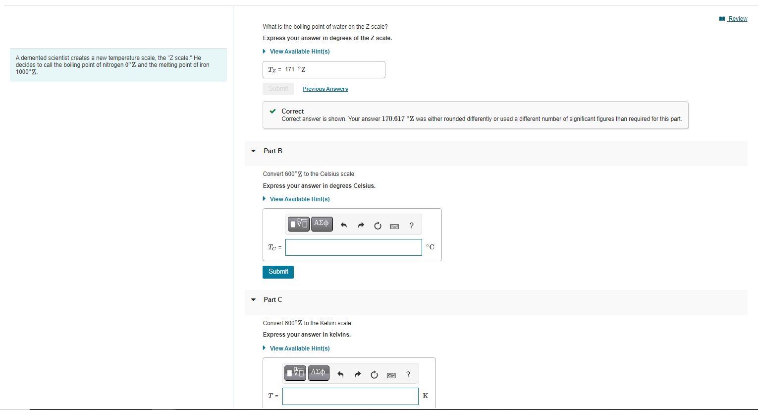 Solved What is the boiling point of water on the Z scale? | Chegg.com