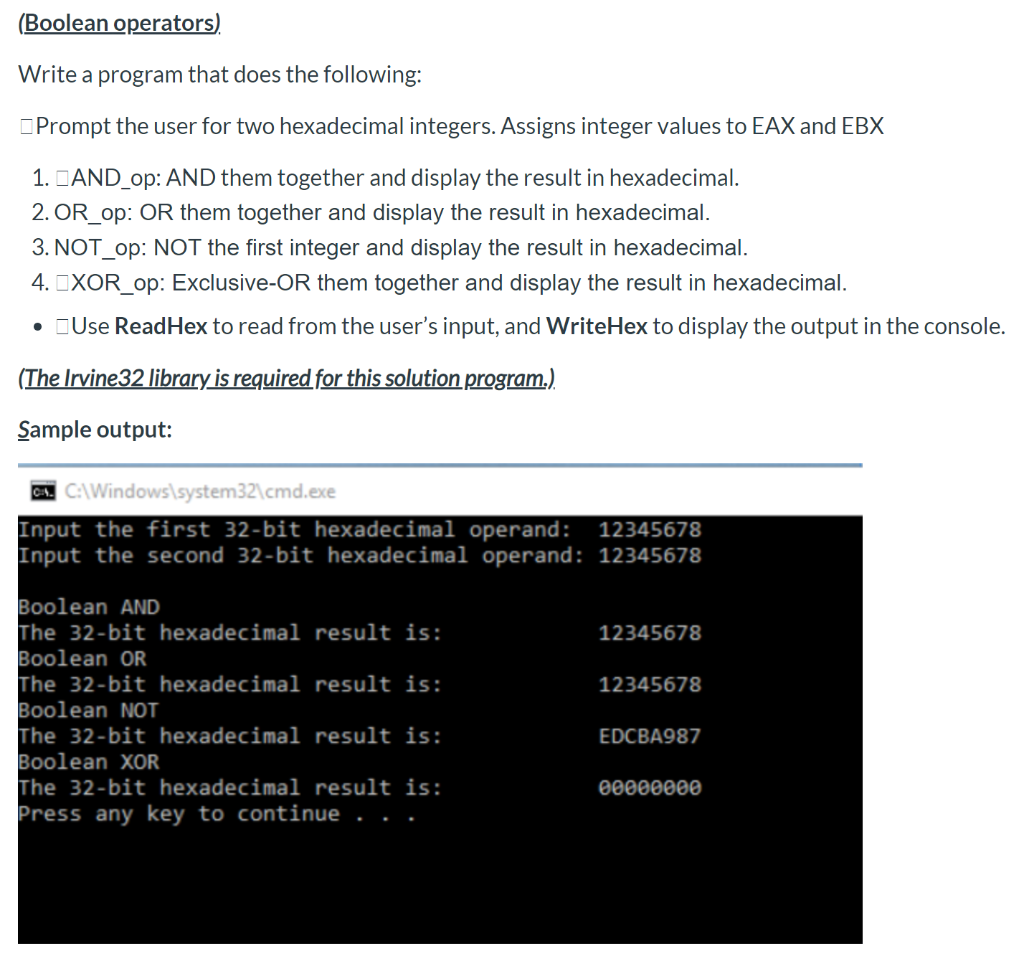 Solved (Boolean operators). Write a program that does the | Chegg.com