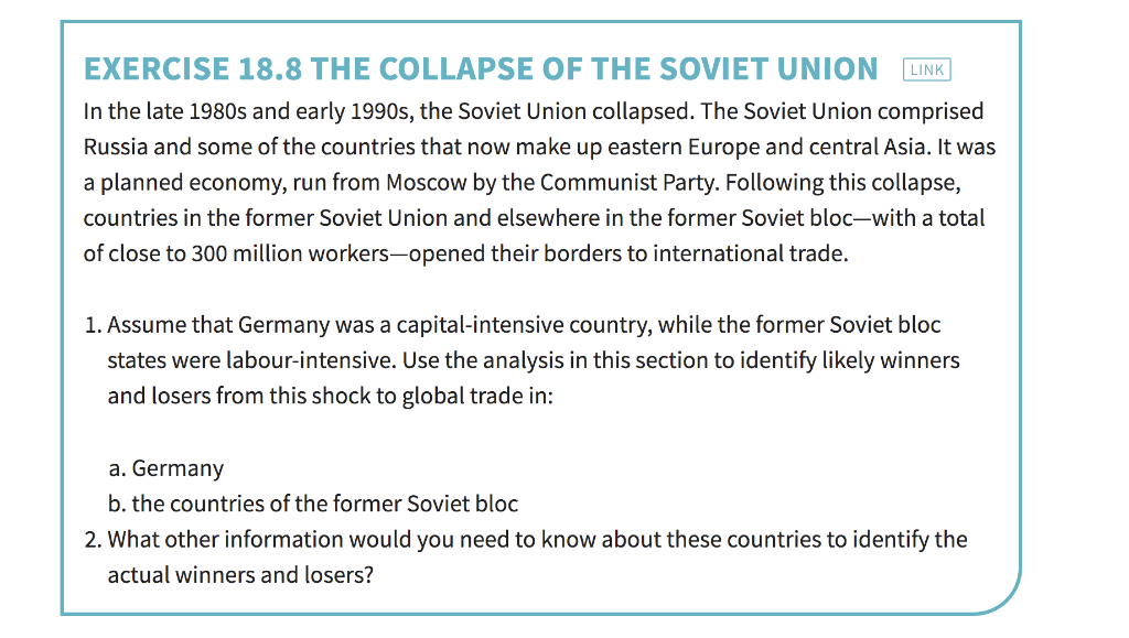 Solved LINK EXERCISE 18.8 THE COLLAPSE OF THE SOVIET UNION | Chegg.com