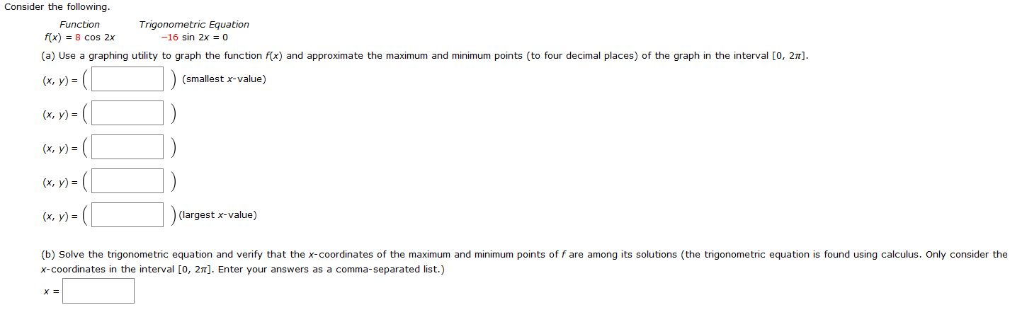 Solved Consider the following. Function Trigonometric | Chegg.com