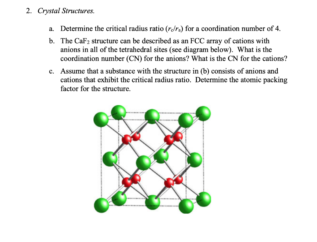 Solved Crystal Structures A Determine The Critical Chegg Com
