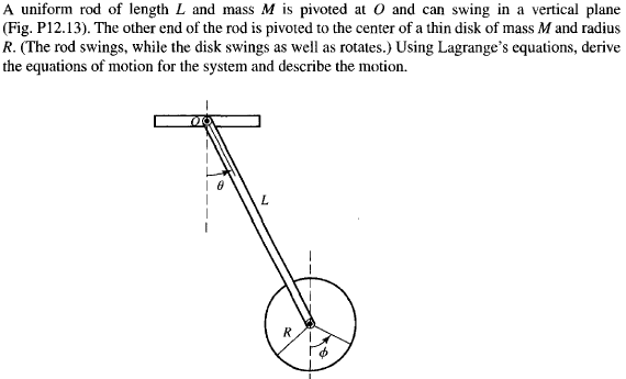 Solved A uniform rod of length L and mass M is pivoted at O | Chegg.com