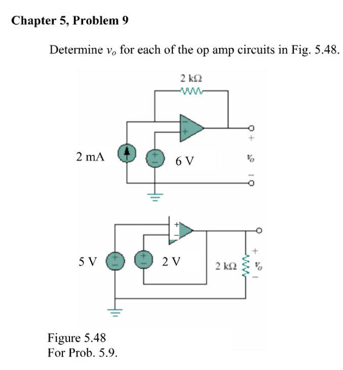 [Solved]: Chapter 5, Problem 9 Determine v, for each of th