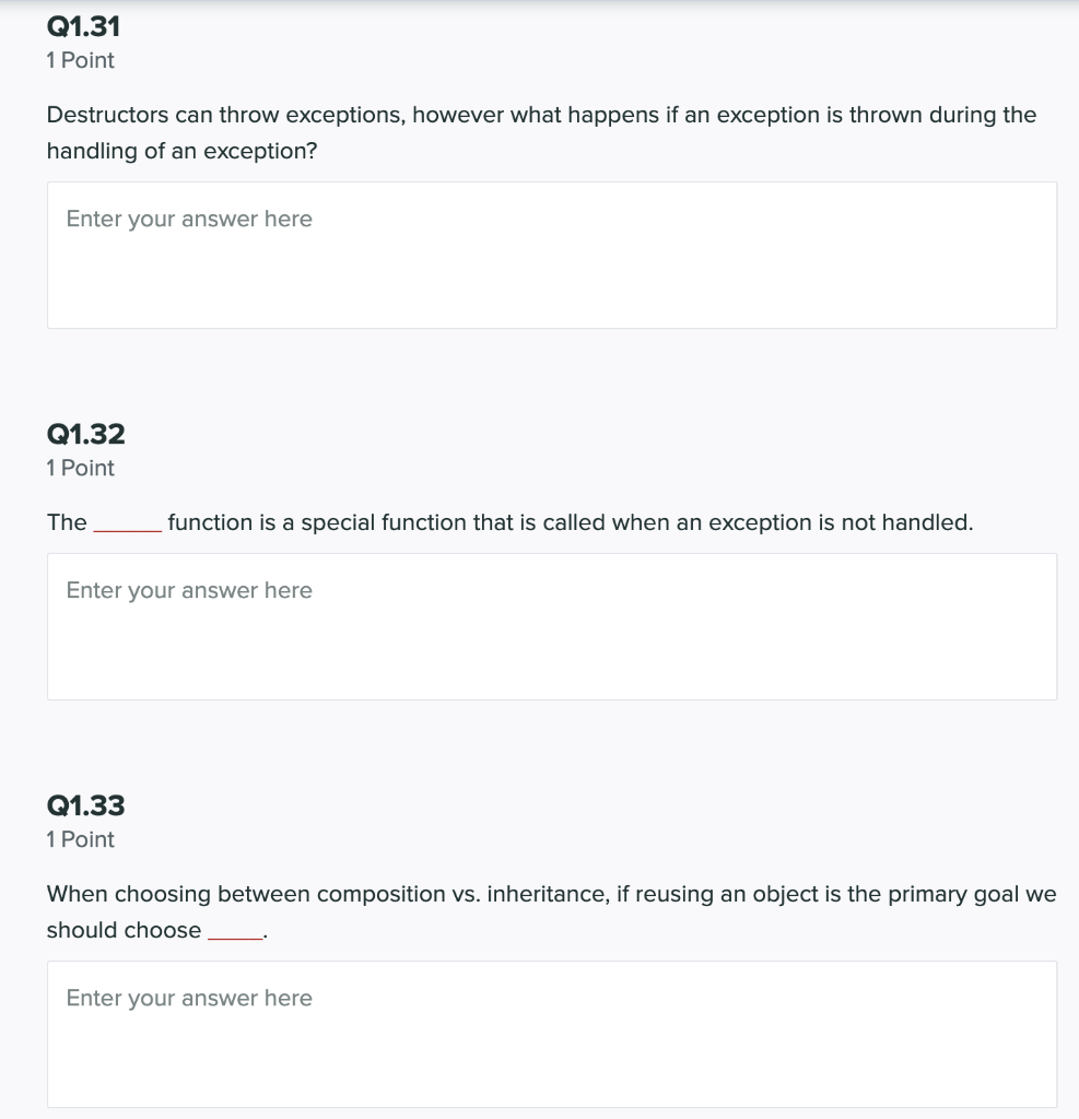 Solved Q1.31 1 Point Destructors can throw exceptions,