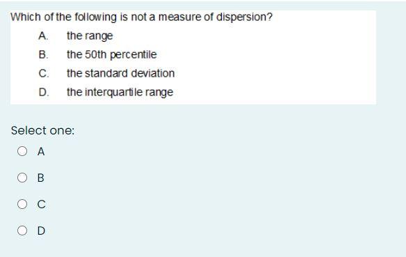 Solved Which of the following is not a measure of | Chegg.com