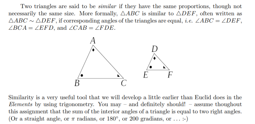 Solved Two triangles are said to be similar if they have the | Chegg.com