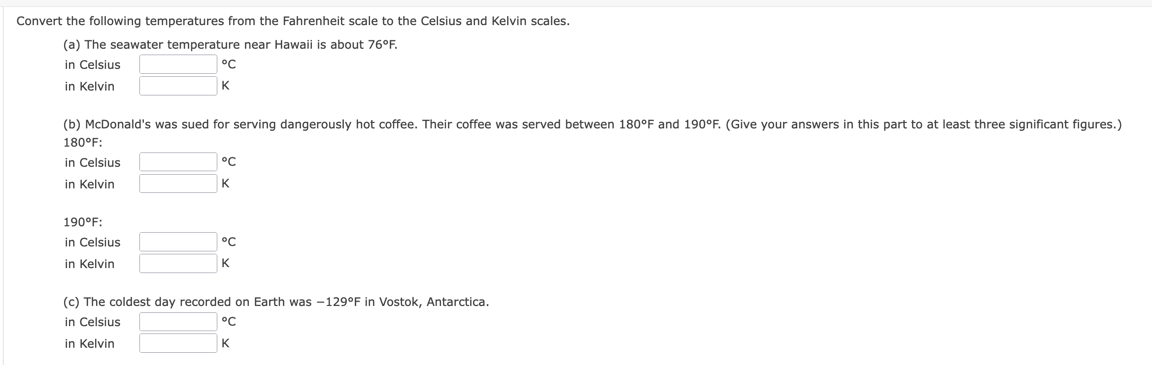 Solved Convert the following temperatures from the Chegg