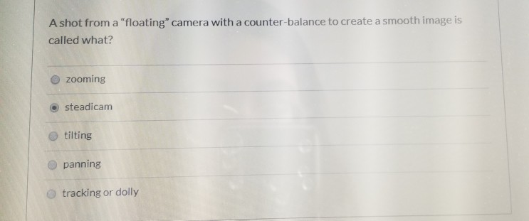 Solved A shot from a "floating" camera with a | Chegg.com