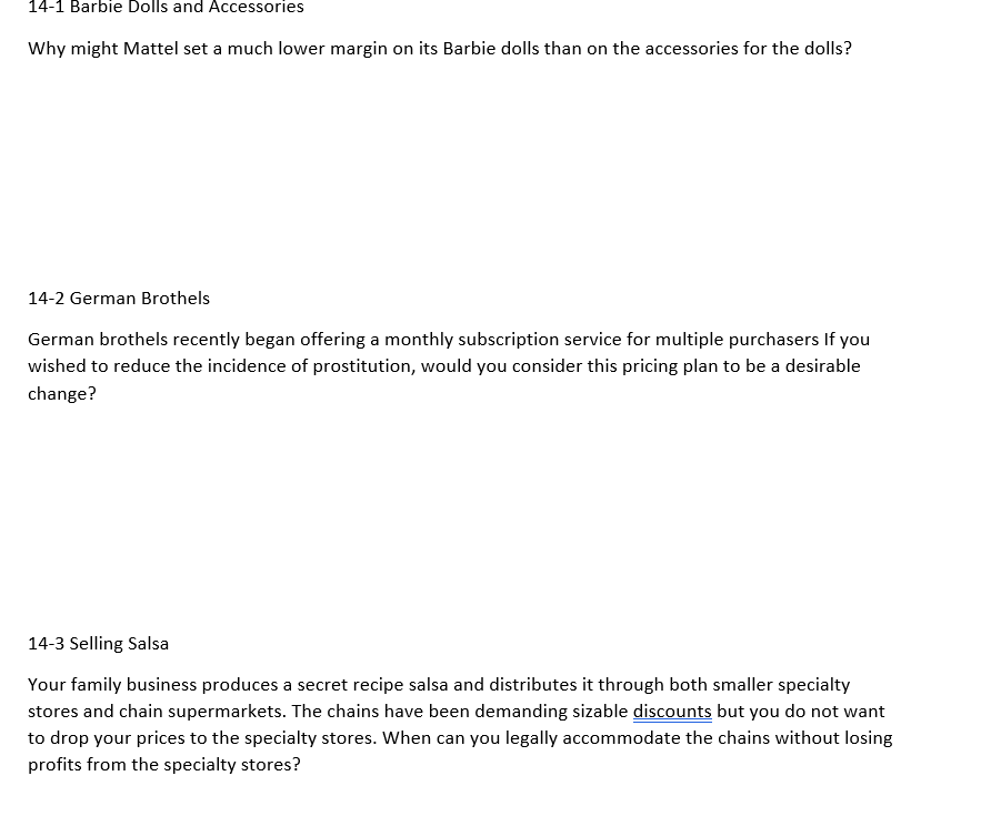 Solved 141 Barbie Dolls and Accessories Why might Mattel