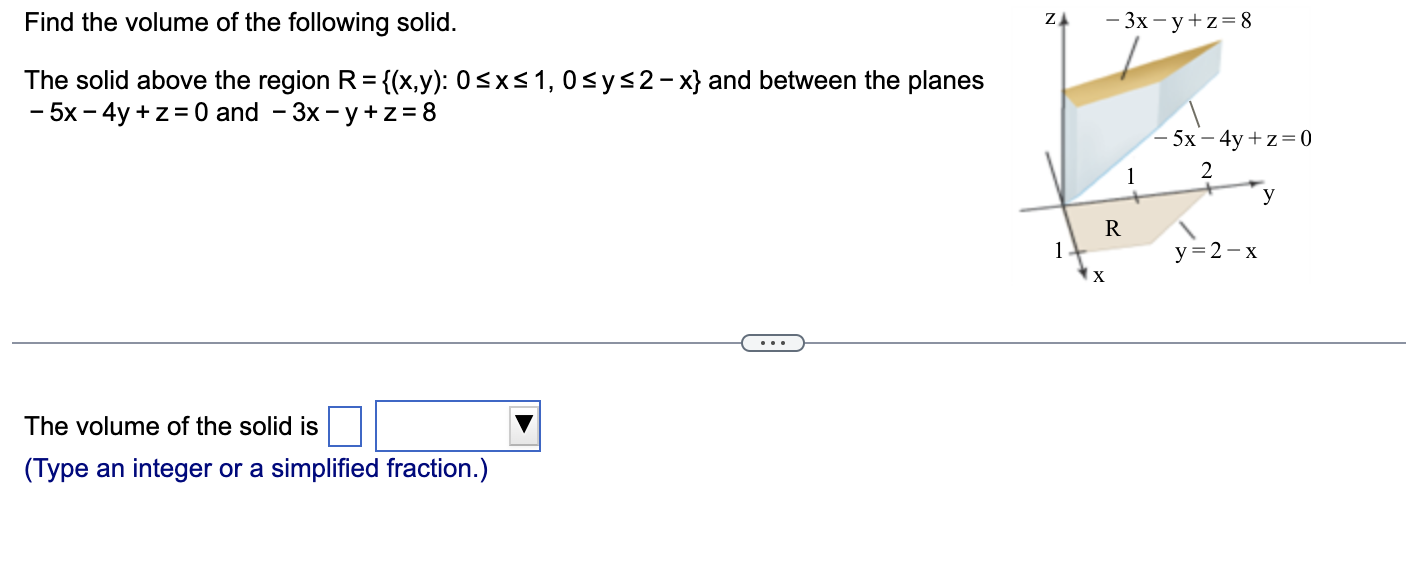 Solved Find the volume of the following solid. The solid | Chegg.com