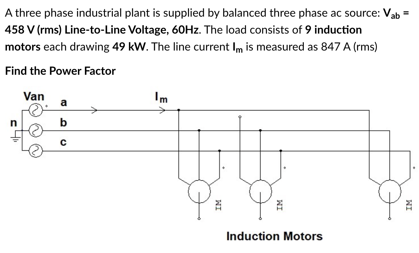 Solved A three phase industrial plant is supplied by | Chegg.com