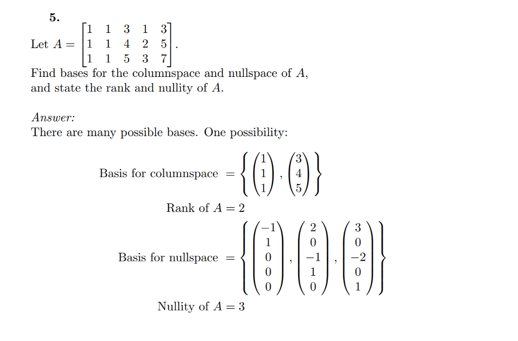 Solved Let A - 1 1 4 2 5 1 1 5 3 7 Find bases for the | Chegg.com