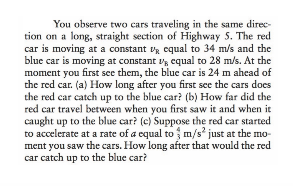 Solved You observe two cars traveling in the same direc- | Chegg.com