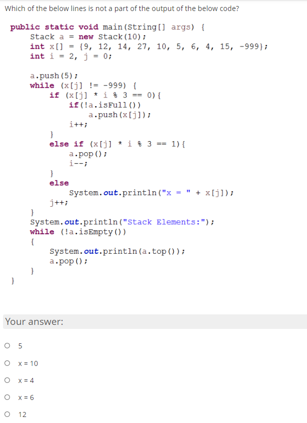 Solved Which of the below lines is not a part of the output | Chegg.com