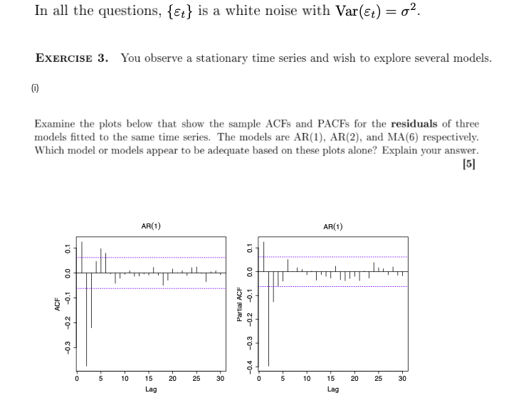 Solved In all the questions, {et} is a white noise with | Chegg.com