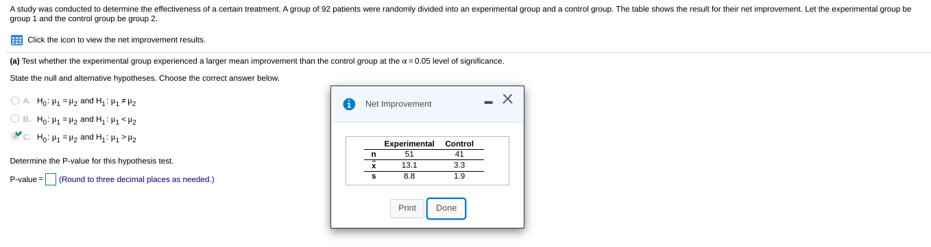 Solved A study was conducted to determine the effectiveness | Chegg.com