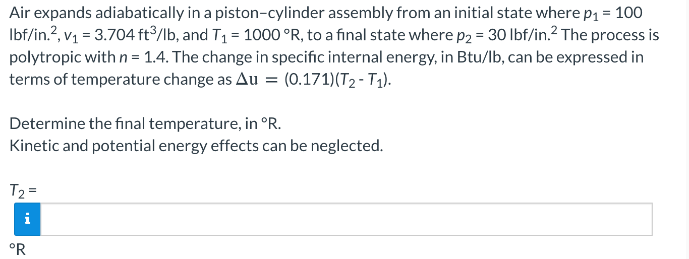 Solved = Air expands adiabatically in a pistoncylinder