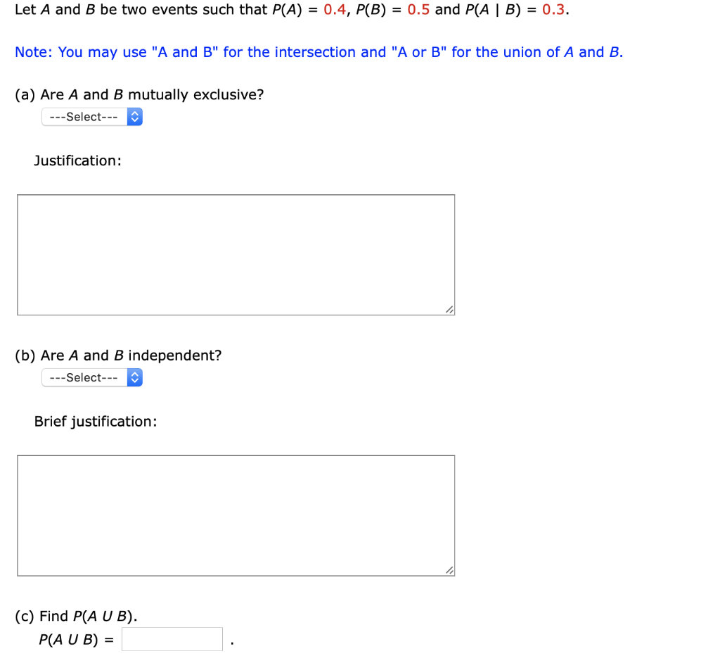 Solved Let A And B Be Two Events Such That P(A) = 0.4, P(B) | Chegg.com