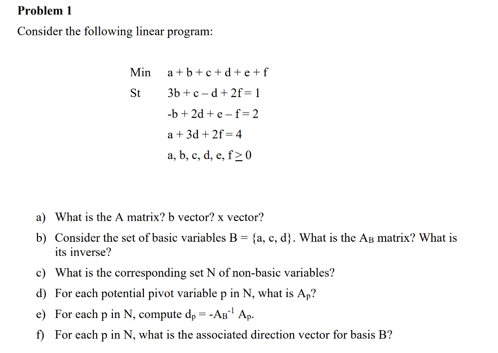 Solved Consider The Following Linear Program: Min | Chegg.com