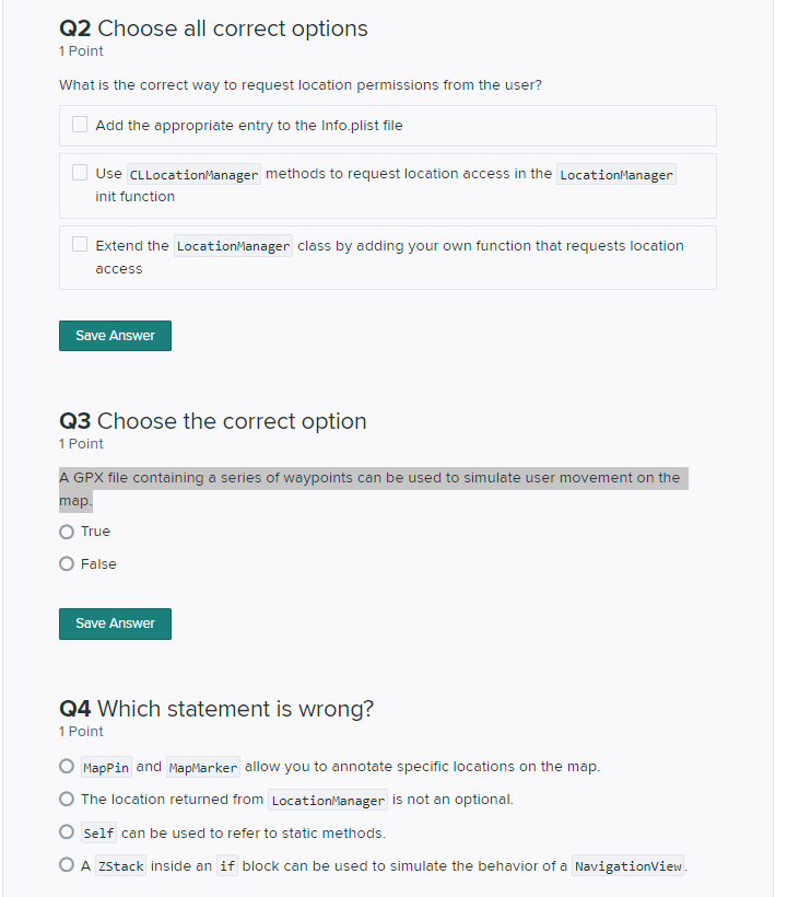 Solved Q2 Choose all correct options 1 Point What is the | Chegg.com