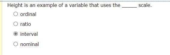 Solved scale. Height is an example of a variable that uses | Chegg.com