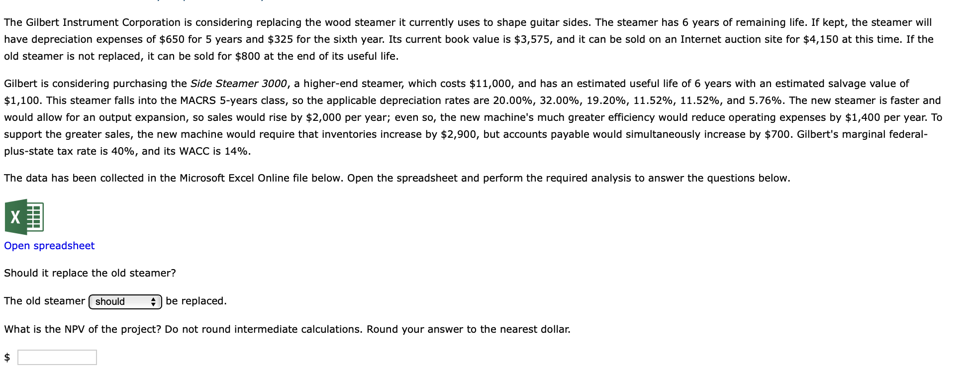 Solved The Gilbert Instrument Corporation is considering | Chegg.com