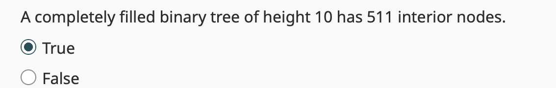 Solved A completely filled binary tree of height 10 has 512 | Chegg.com