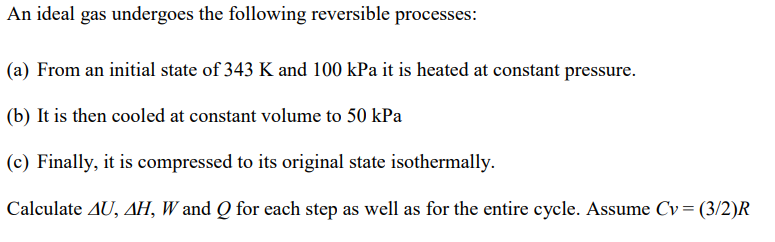 Solved An ideal gas undergoes the following | Chegg.com