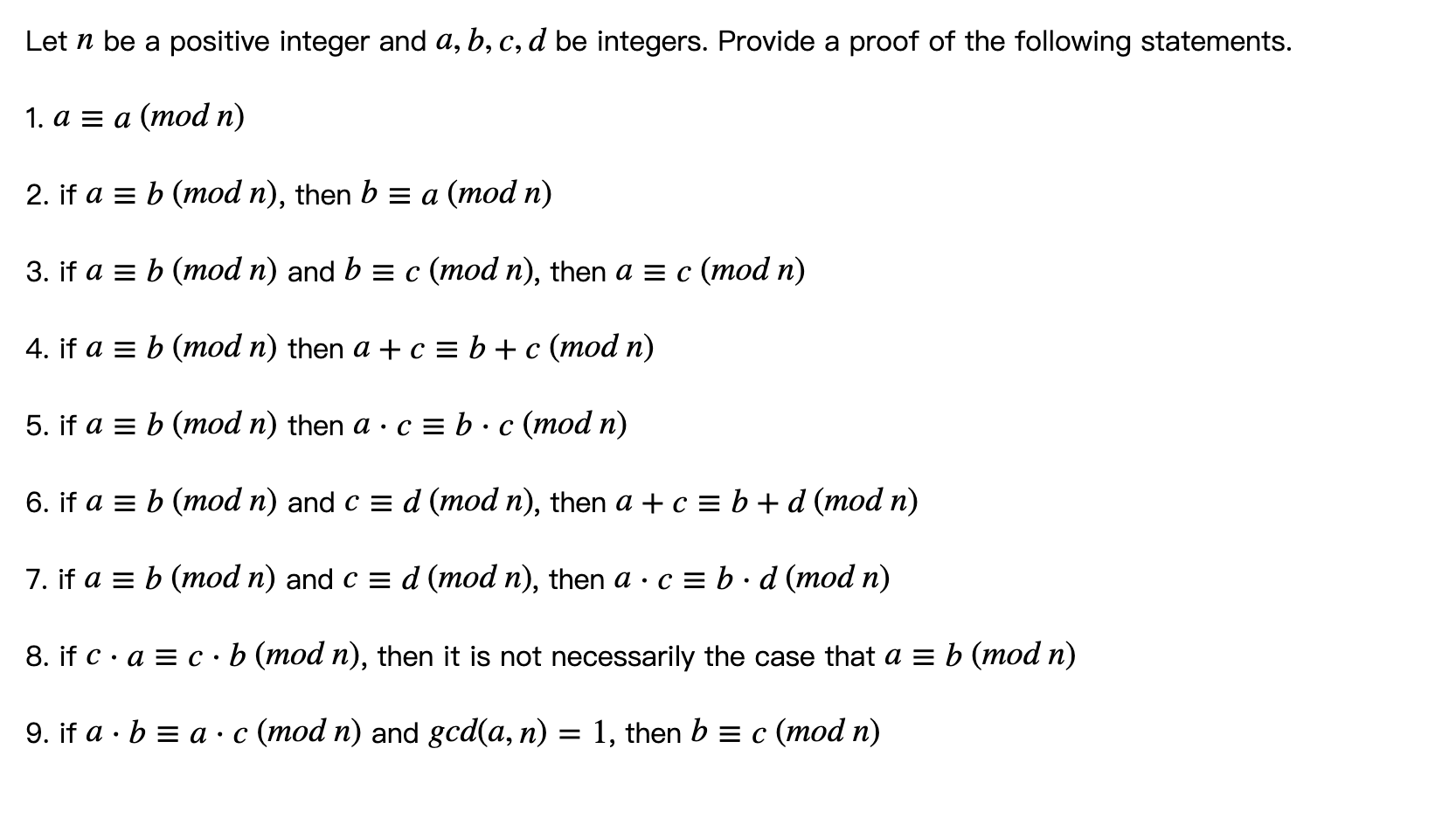 Solved Let N Be A Positive Integer And A B C D Be Inte Chegg Com