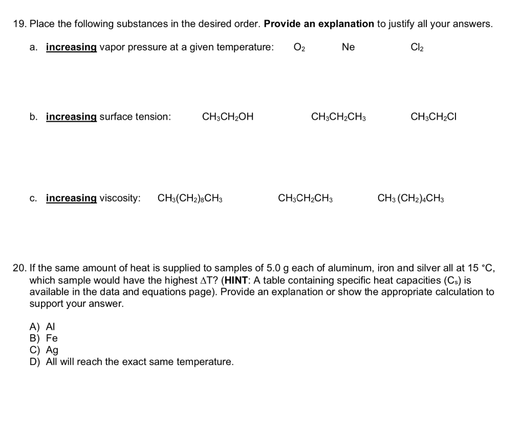 Solved 17 Determine The Intermolecular Force S Present Chegg Com