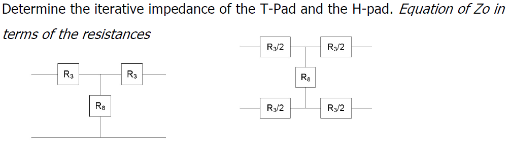 Solved Determine the iterative impedance of the T-Pad and | Chegg.com
