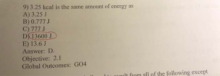 3.25 Kcal Is The Same Amount Of Energy As