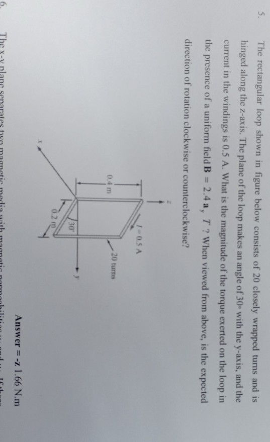 Solved 5. The rectangular loop shown in figure below | Chegg.com