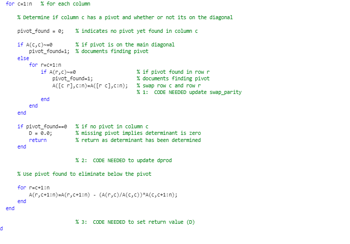 Solved MATLAB Assignment 5: Determinants Done Right Due | Chegg.com