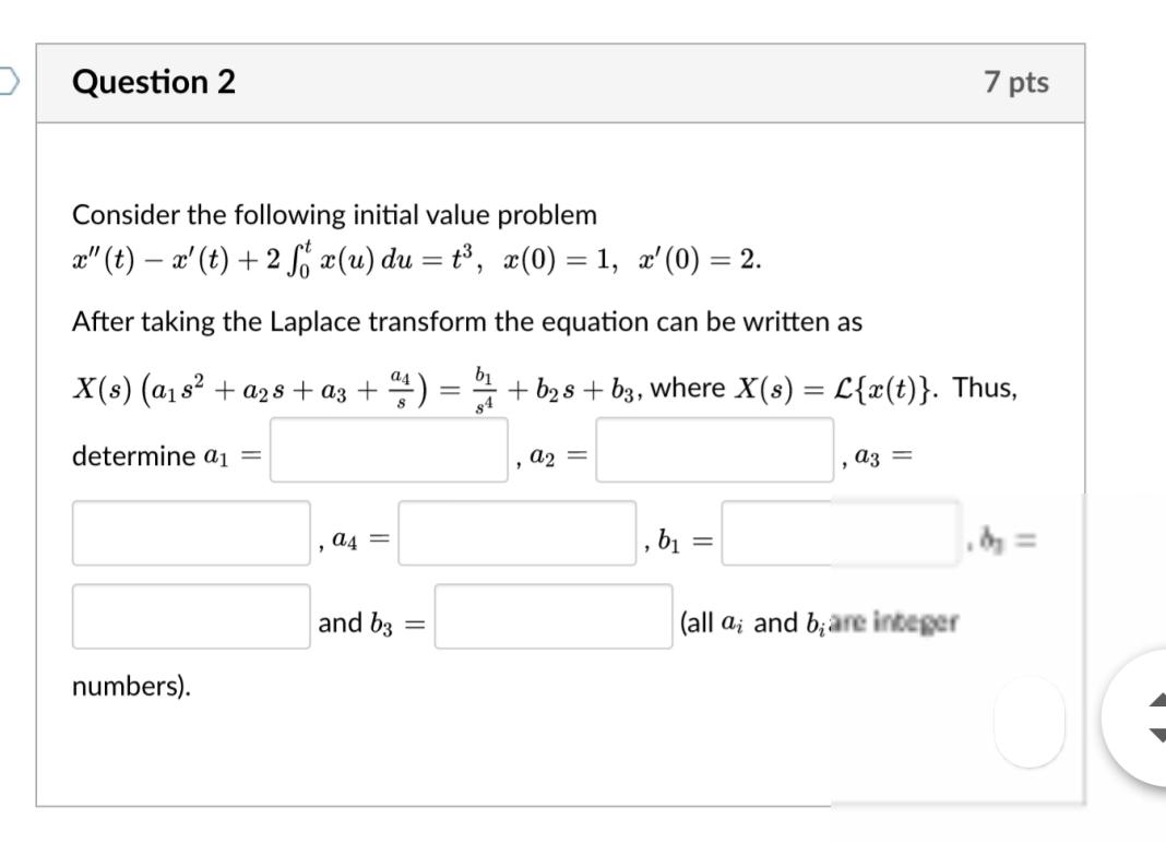 Solved Question 2 7 Pts Consider The Following Initial Value | Chegg.com