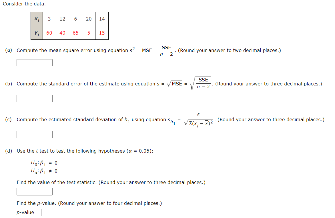 (c) the estimated standard deviation of b1