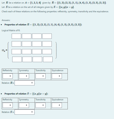 let a 1 2 3 4 and r be the relation