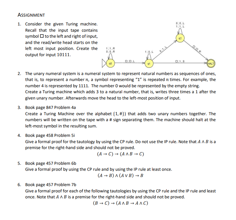 Turing Machine Practice Problems Solved ASSIGNMENT1. Consider the given Turing machine. | Chegg.com
