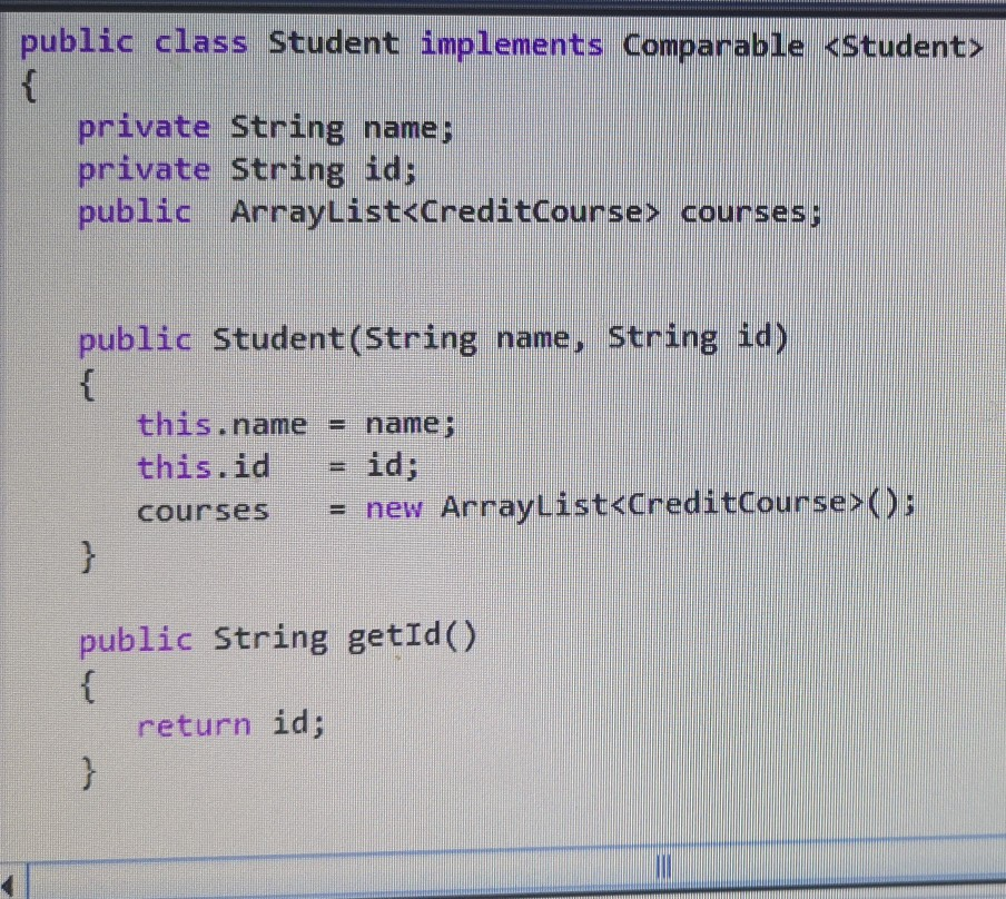 Solved Public Class Student Implements Comparable Chegg