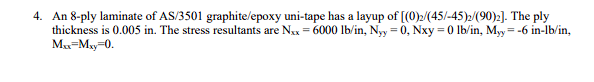 Solved 4. An 8-ply laminate of AS/3501 graphite/epoxy | Chegg.com